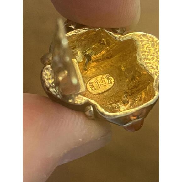 Menegatti Italian 925 Enamel Clip-On Earrings with Gold Detailing - Picture 7 of 11